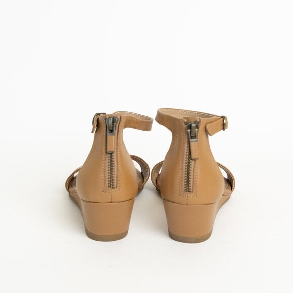 ✨ Eileen Fisher Leather Wedge Sandal Mara Tumbled Tan - Picture 6 of 15